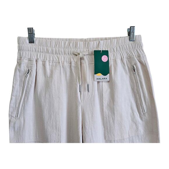 HALARA L Pants Vanilla Ice Cream Wide Leg High Waist Zip Pockets Cotton NEW NWT - Picture 2 of 8